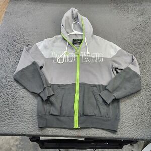 Wicked Hoodie Mens Large Gray Full Zip Fleece Graphic Logo Sweatshirt Top